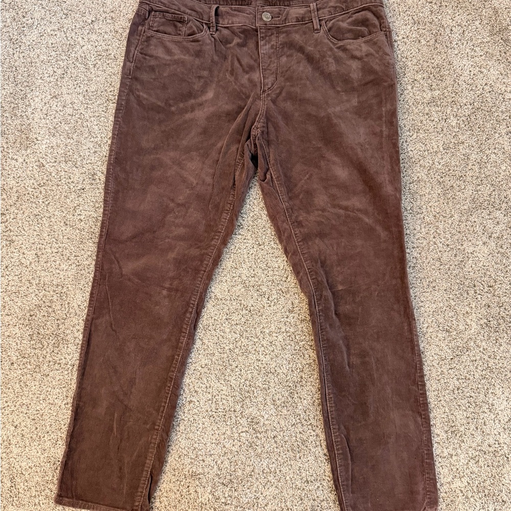 LOFT Taupe Corduroy Trousers - Picture 1 of 5